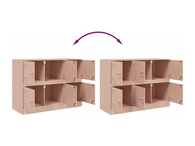 Commode à 6 casiers en acier Klavin 99cm - Style industriel-Couleur Rose clair