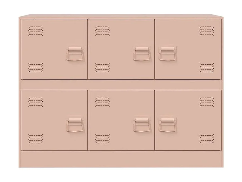 Commode à 6 casiers en acier Klavin 99cm - Style industriel-Couleur Rose clair