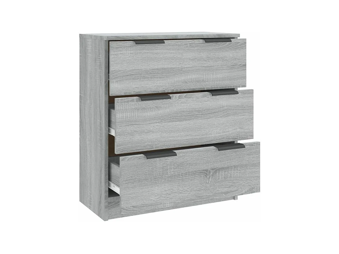 Commode 3 tiroirs moderne Karona 60cm - Choix raffiné pour un rangement efficace-Couleur Chêne gris