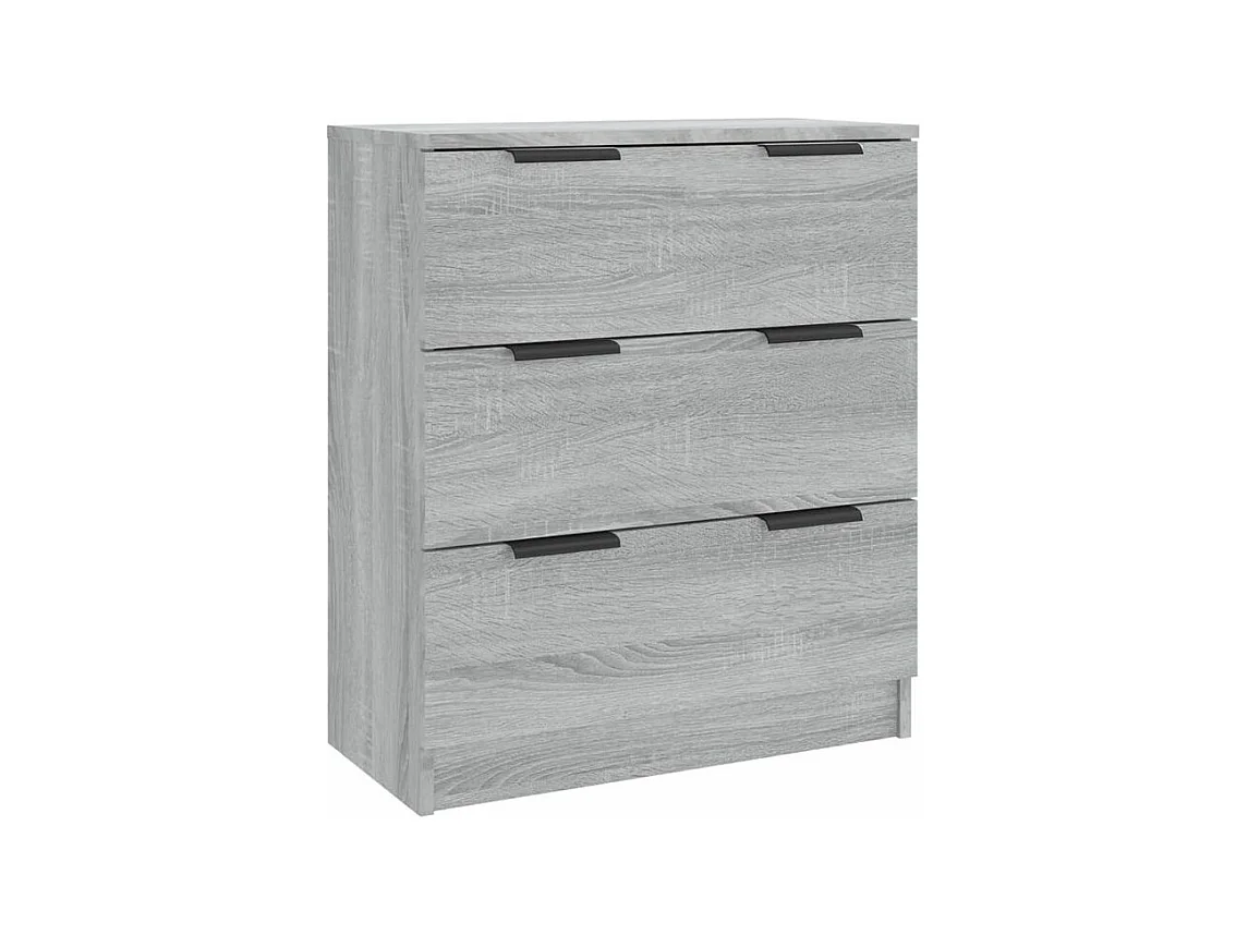 Commode 3 tiroirs moderne Karona 60cm - Choix raffiné pour un rangement efficace-Couleur Chêne gris