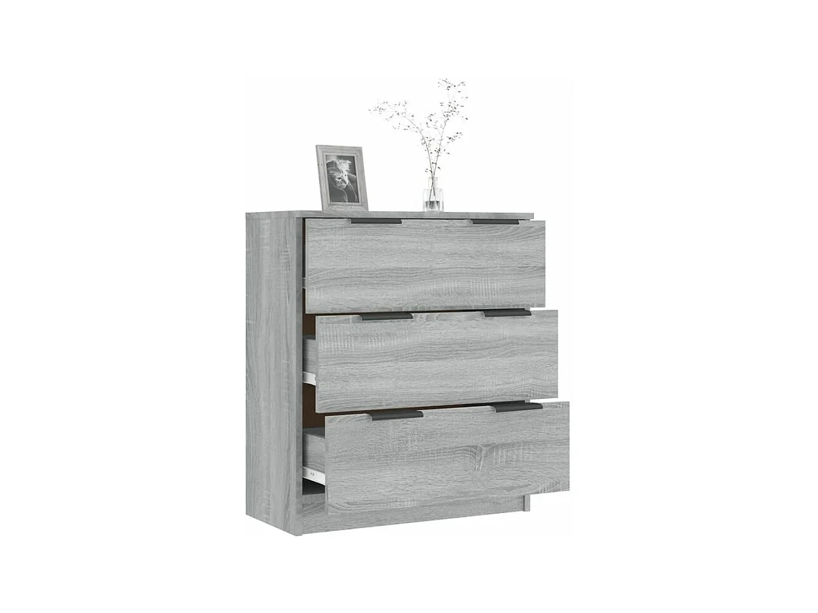 Commode 3 tiroirs moderne Karona 60cm - Choix raffiné pour un rangement efficace-Couleur Chêne gris
