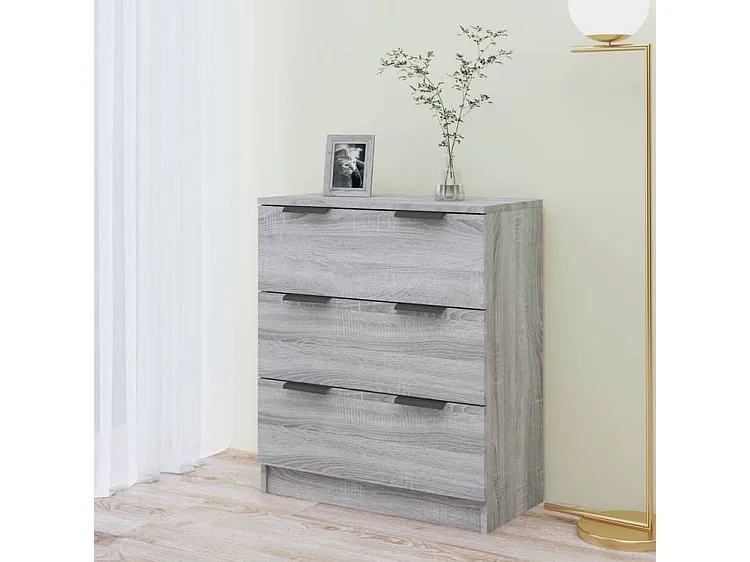 Commode 3 tiroirs moderne Karona 60cm - Choix raffiné pour un rangement efficace-Couleur Chêne gris