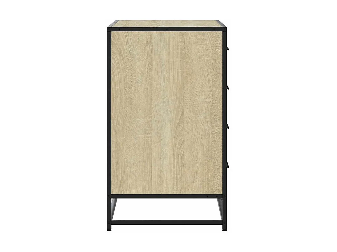 Commode 4 tiroirs Dovany L70xH70xP41 - Bois et métal-Couleur Chêne clair