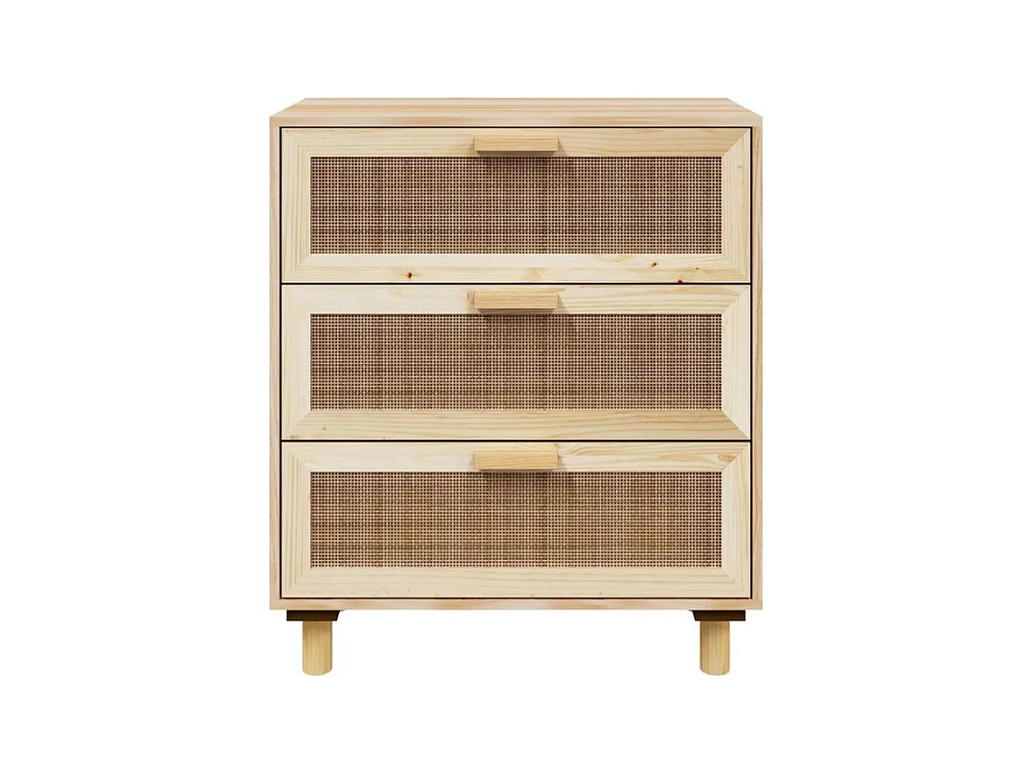 Buffet Marron 60x30x70 Bois de pin massif et rotin naturel
