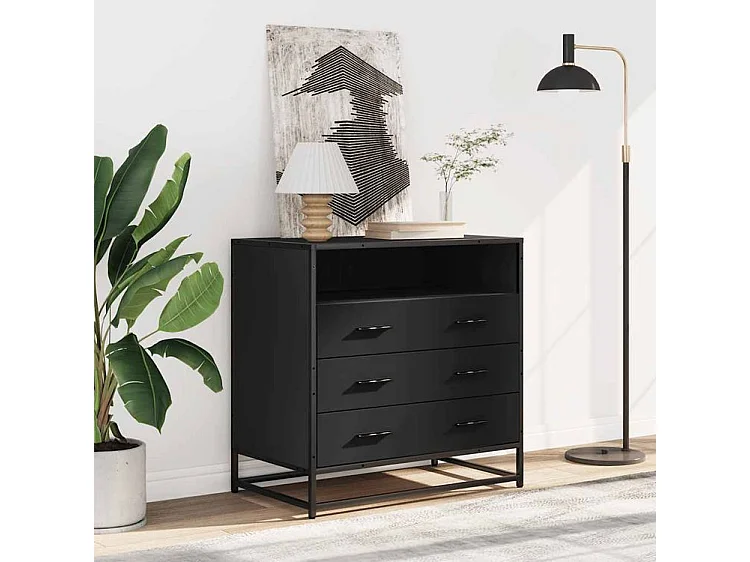 Commode noir 70x41x70 bois d'ingénierie