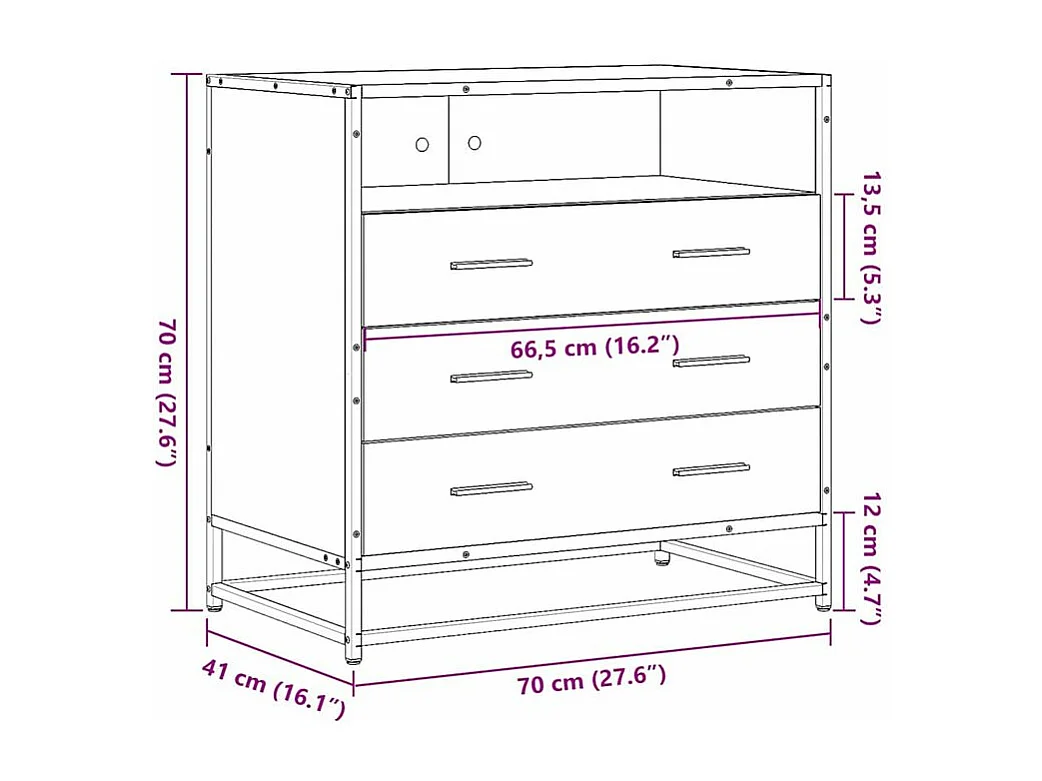 Commode noir 70x41x70 bois d'ingénierie