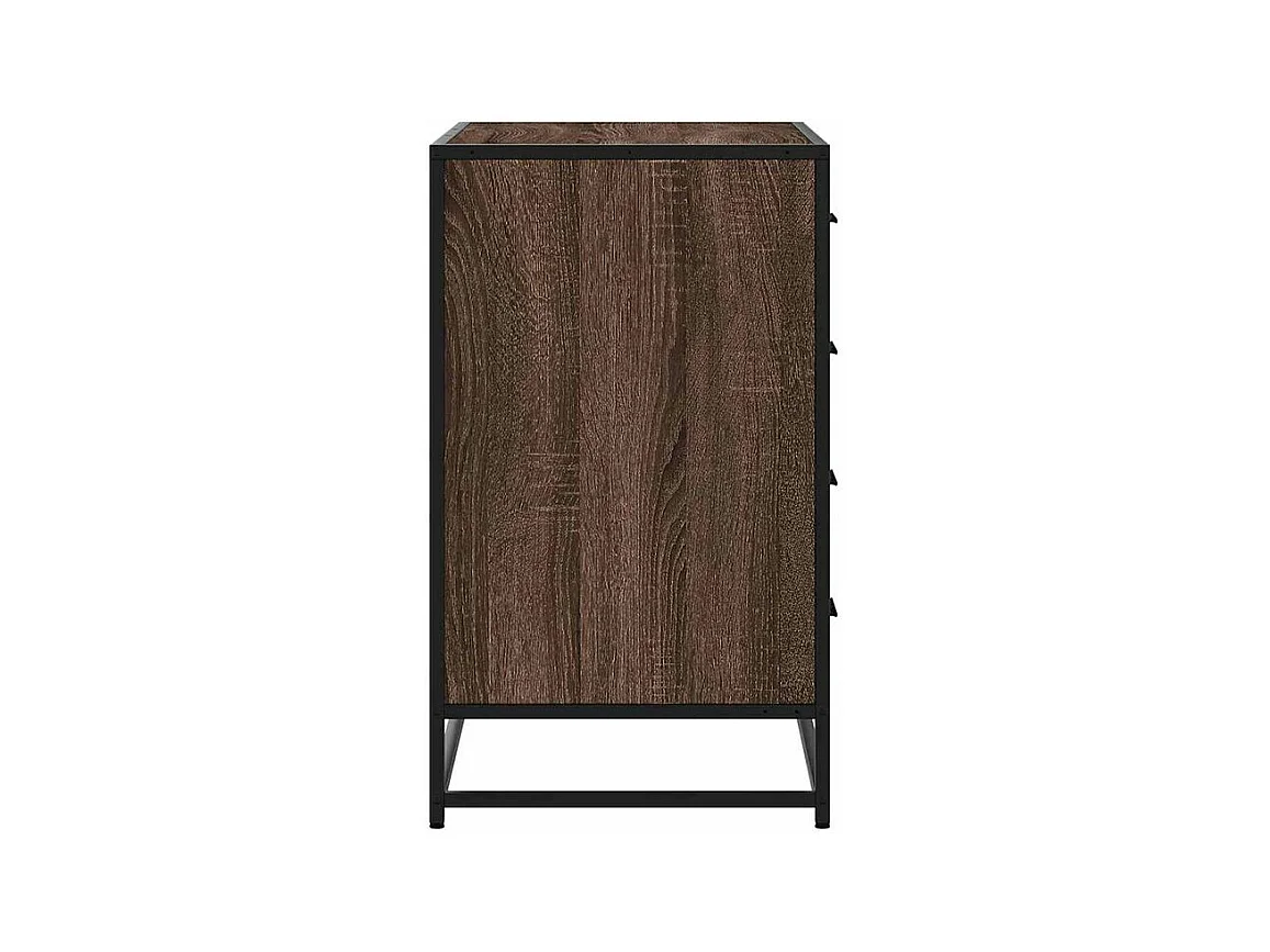 Commode 4 tiroirs Dovany L70xH70xP41 - Bois et métal-Couleur Chêne brun