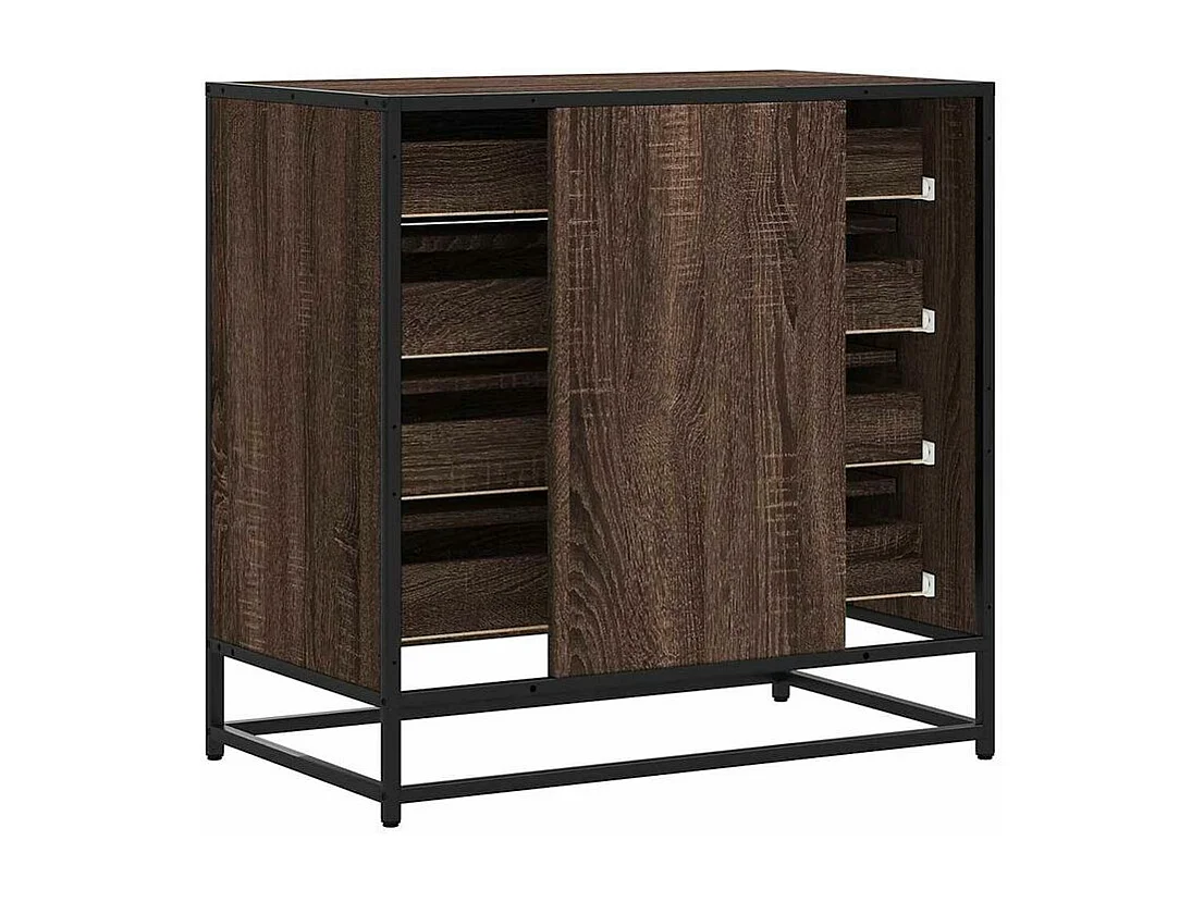 Commode 4 tiroirs Dovany L70xH70xP41 - Bois et métal-Couleur Chêne brun