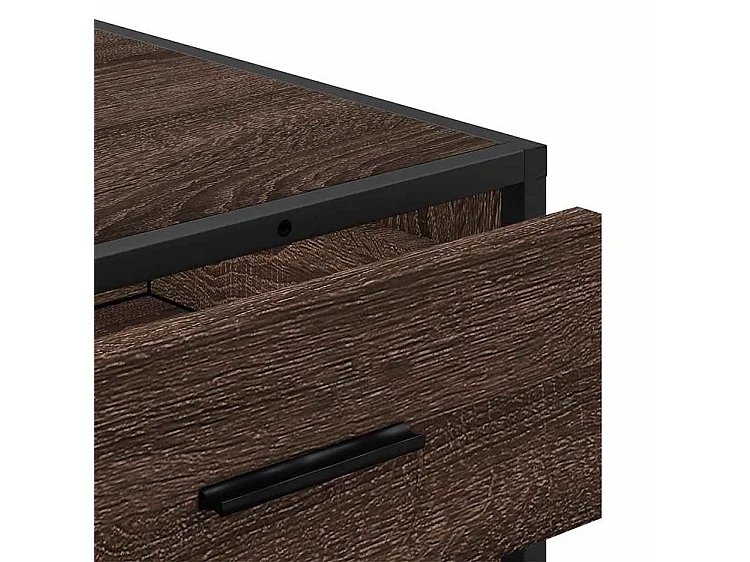 Commode 4 tiroirs Dovany L70xH70xP41 - Bois et métal-Couleur Chêne brun