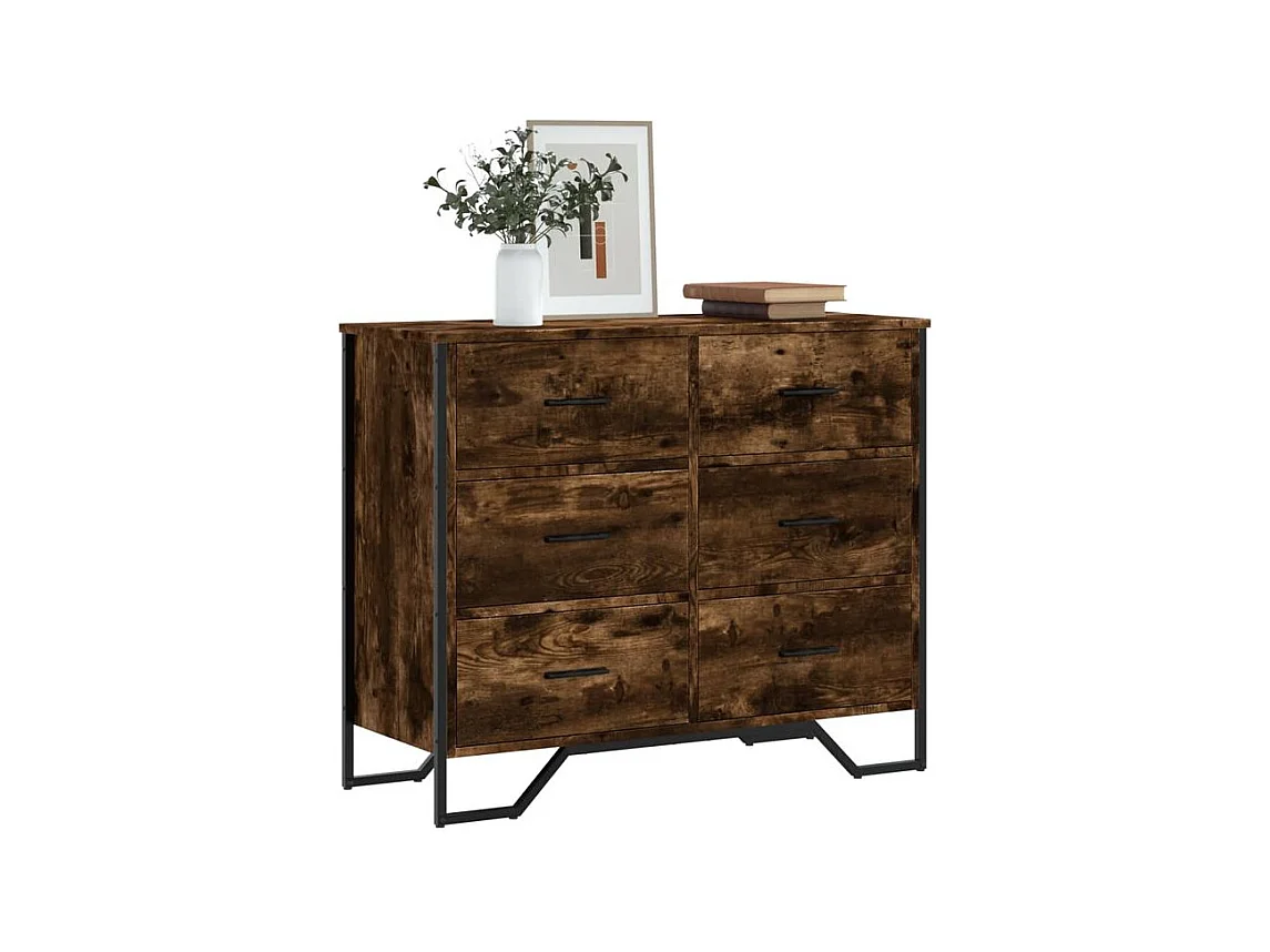 Commode chêne fumé 91x35,5x74,5 bois d'ingénierie