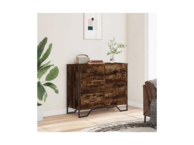 Commode chêne fumé 91x35,5x74,5 bois d'ingénierie