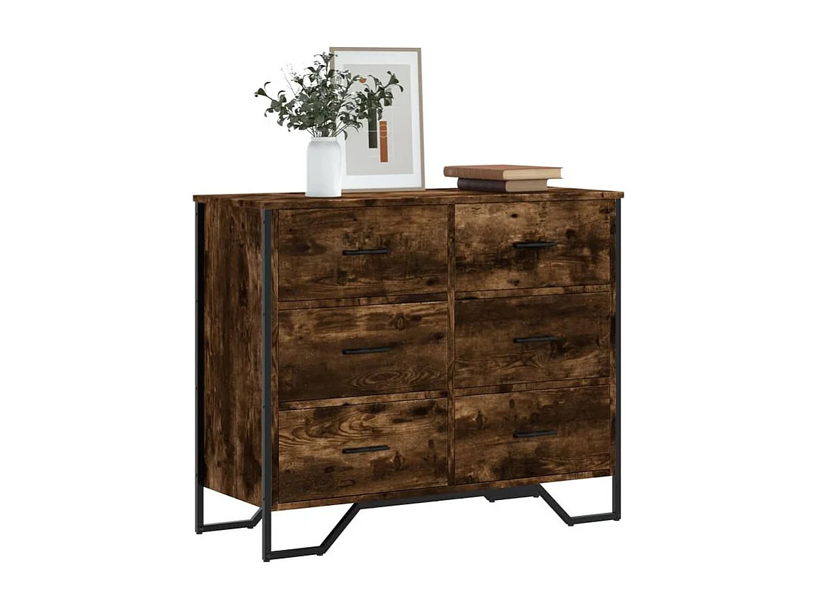 Commode chêne fumé 91x35,5x74,5 bois d'ingénierie