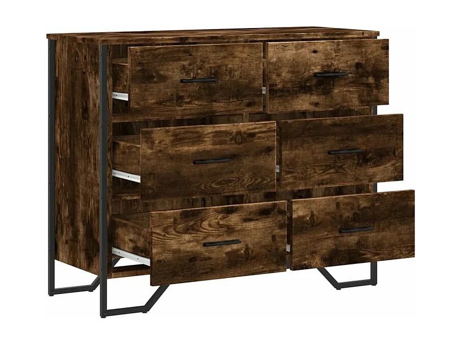 Commode chêne fumé 91x35,5x74,5 bois d'ingénierie