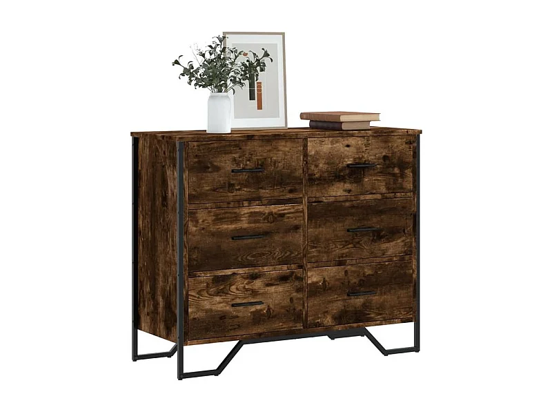 Commode chêne fumé 91x35,5x74,5 bois d'ingénierie