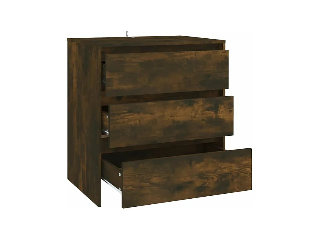 Commode 3 tiroirs en bois Klary 70cm - intemporelle et fonctionnelle-Couleur Marron fumé