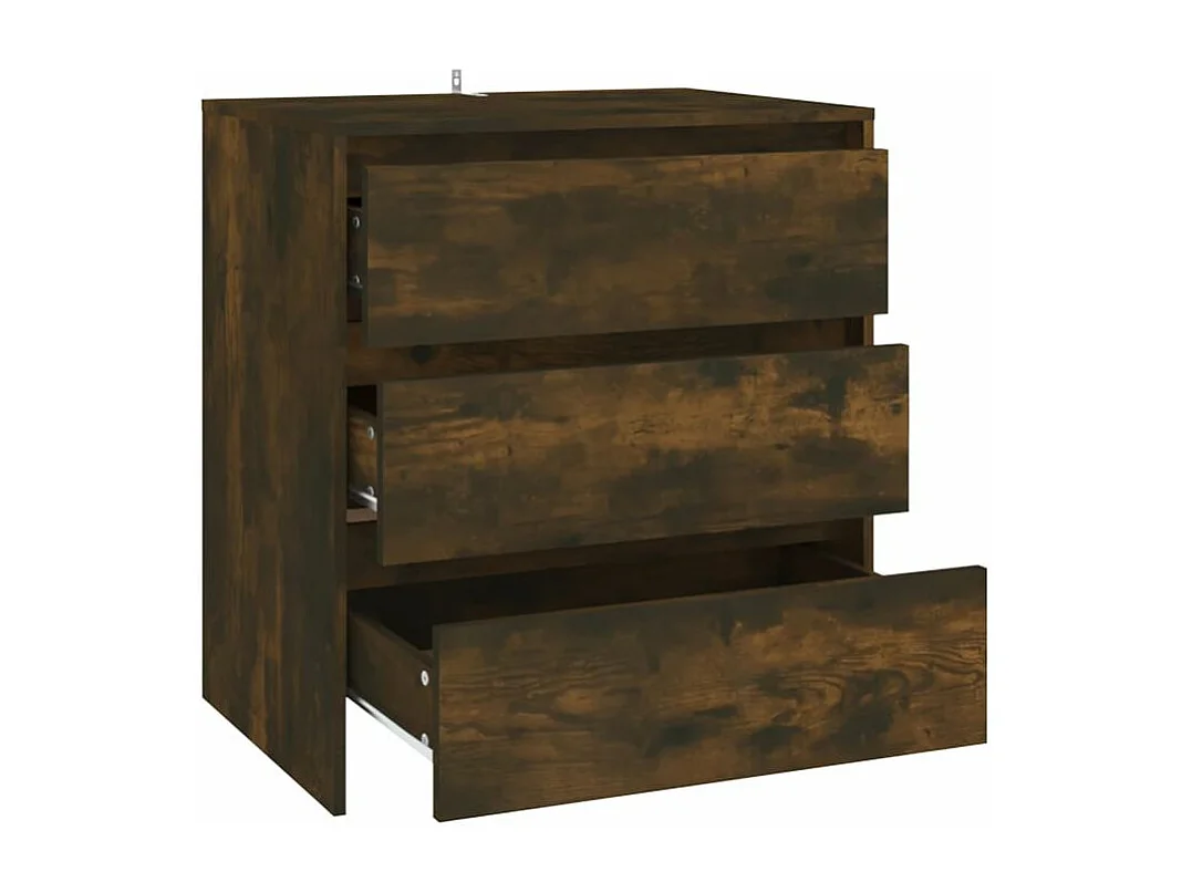 Commode 3 tiroirs en bois Klary 70cm - intemporelle et fonctionnelle-Couleur Marron fumé