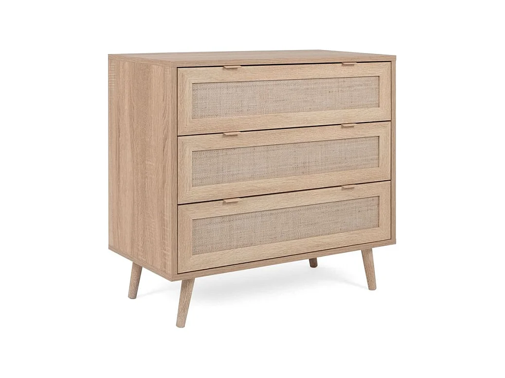 Commode 3 tiroirs Bali 80cm - Élégance naturelle et fonctionnalité