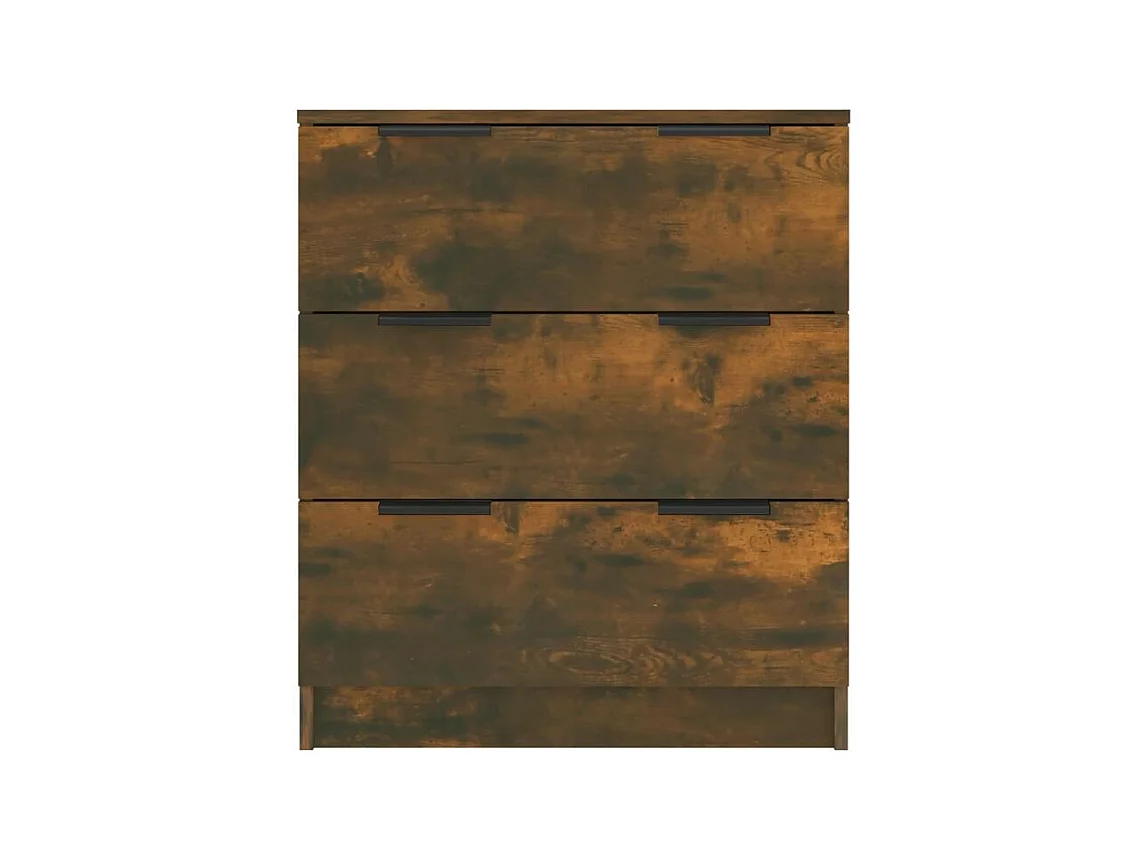 Commode 3 tiroirs moderne Karona 60cm - Choix raffiné pour un rangement efficace-Couleur Marron fumé