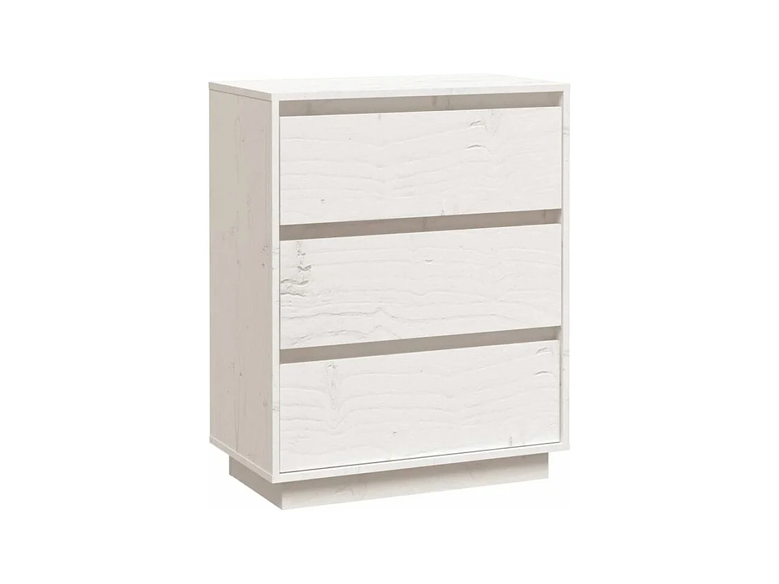 Petite commode en bois massif de pin – Collection Vizion-Couleur Blanc