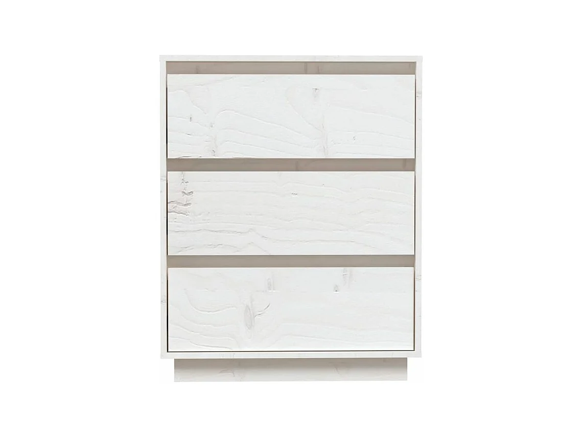Petite commode en bois massif de pin – Collection Vizion-Couleur Blanc