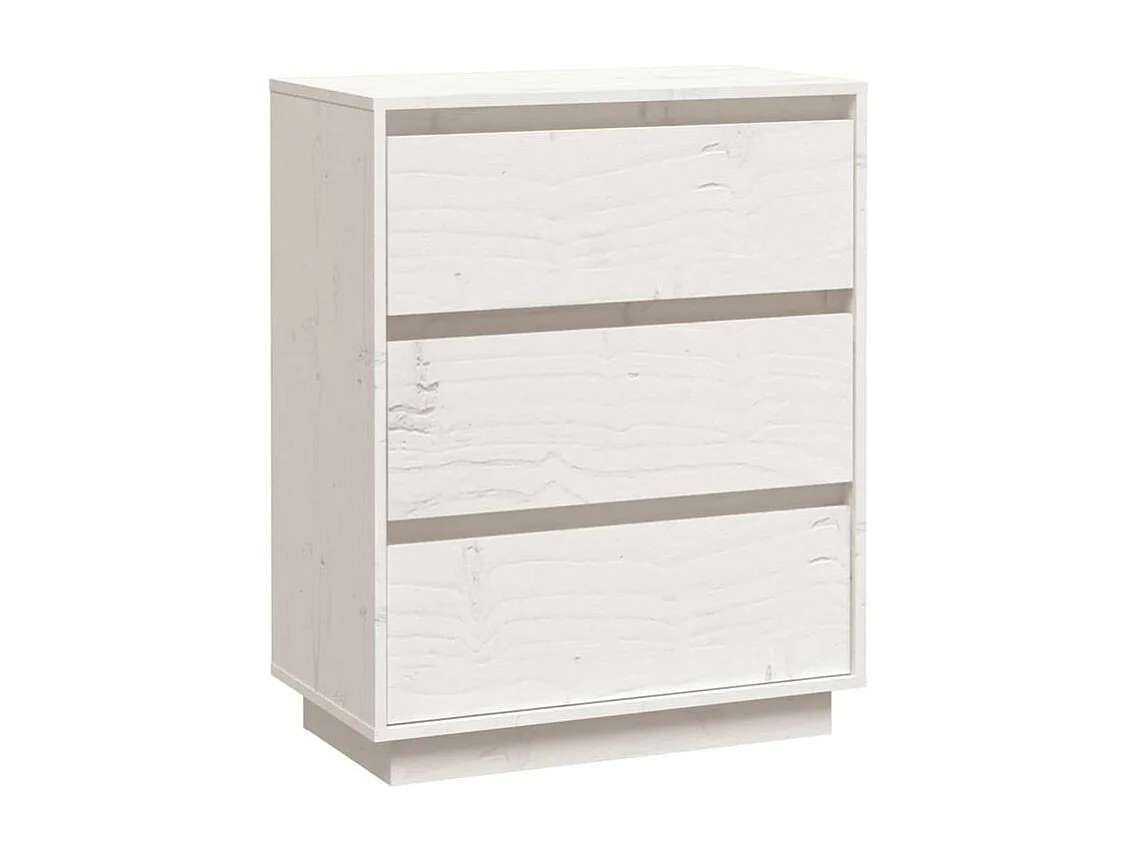Petite commode en bois massif de pin – Collection Vizion-Couleur Blanc
