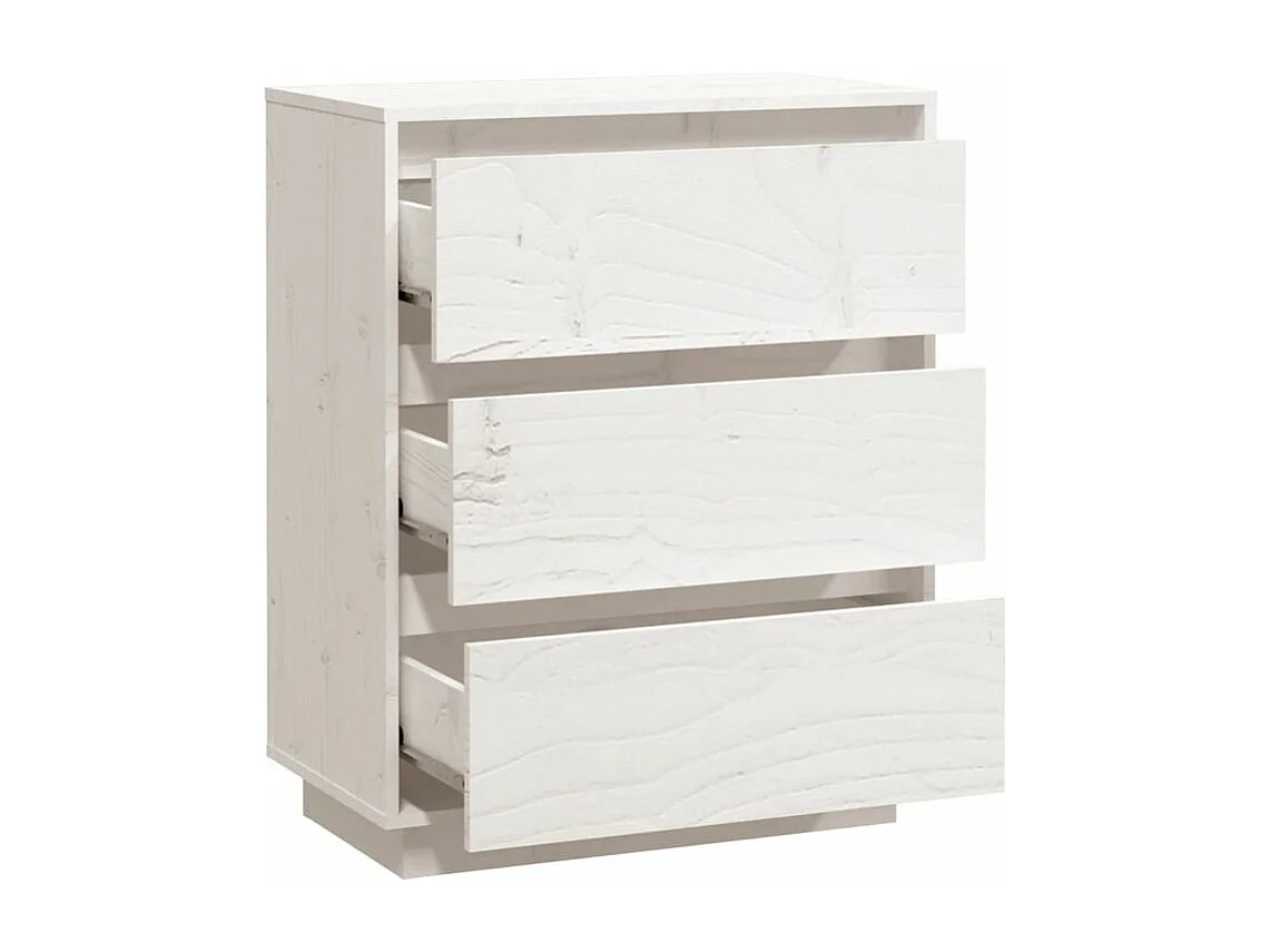 Petite commode en bois massif de pin – Collection Vizion-Couleur Blanc