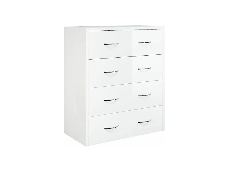 Commode 4 tiroirs Chikee 60cm - Bois d'ingénierie-Couleur Blanc brillant