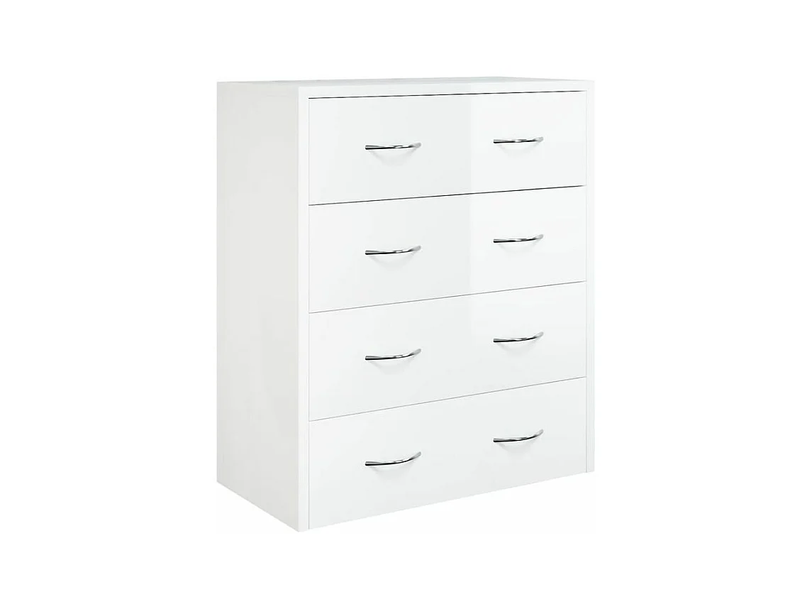 Commode 4 tiroirs Chikee 60cm - Bois d'ingénierie-Couleur Blanc brillant