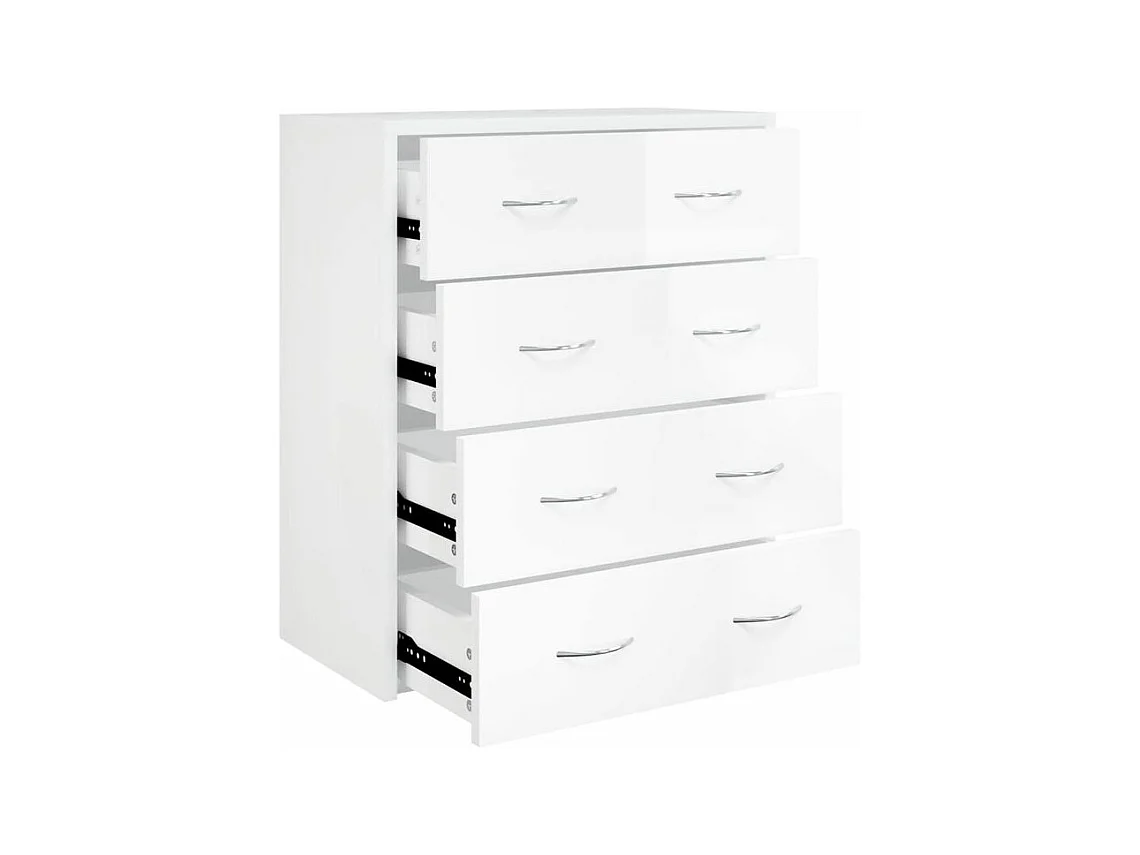 Commode 4 tiroirs Chikee 60cm - Bois d'ingénierie-Couleur Blanc brillant