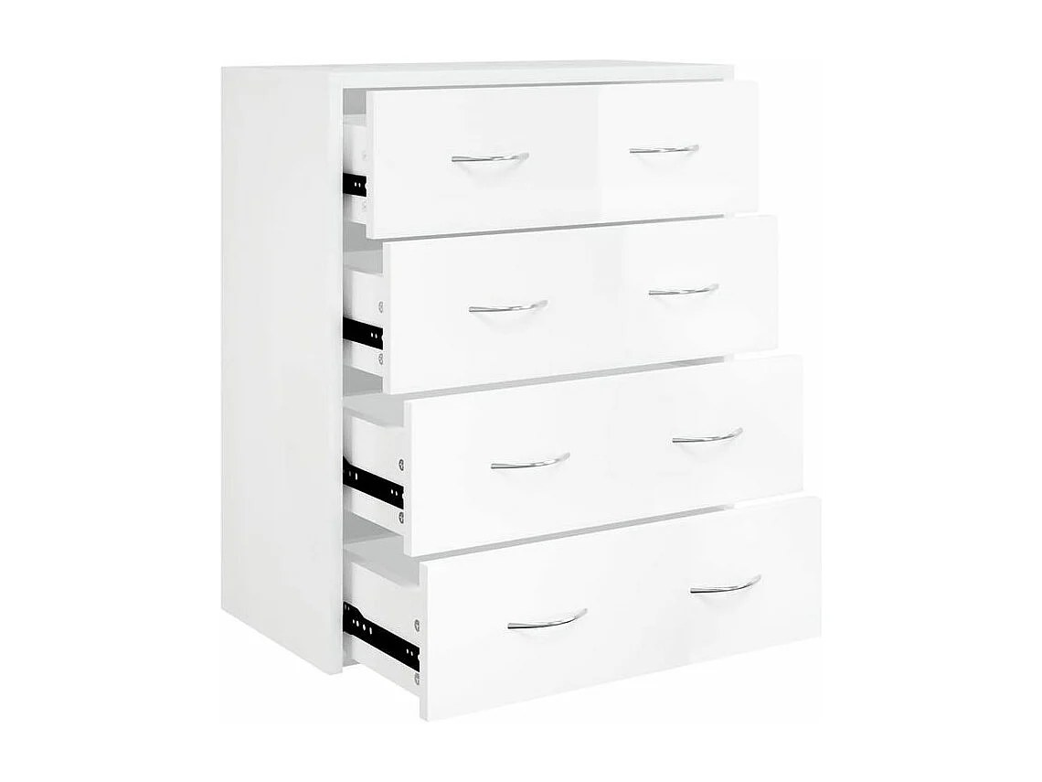 Commode 4 tiroirs Chikee 60cm - Bois d'ingénierie-Couleur Blanc brillant