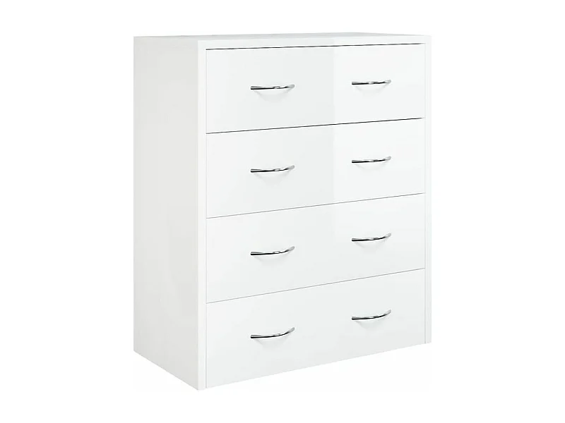 Commode 4 tiroirs Chikee 60cm - Bois d'ingénierie-Couleur Blanc brillant