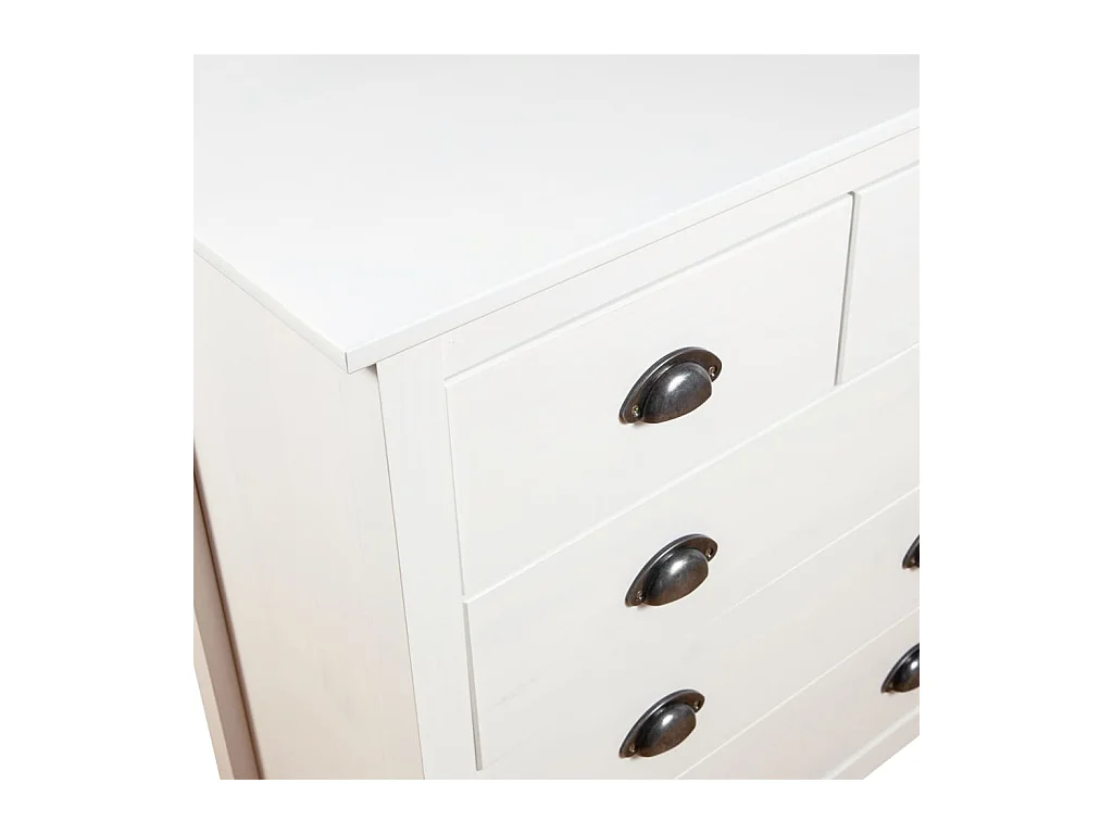 Petite commode 5 tiroirs Kalexia 79cm - Bois de pin massif-Couleur Blanc