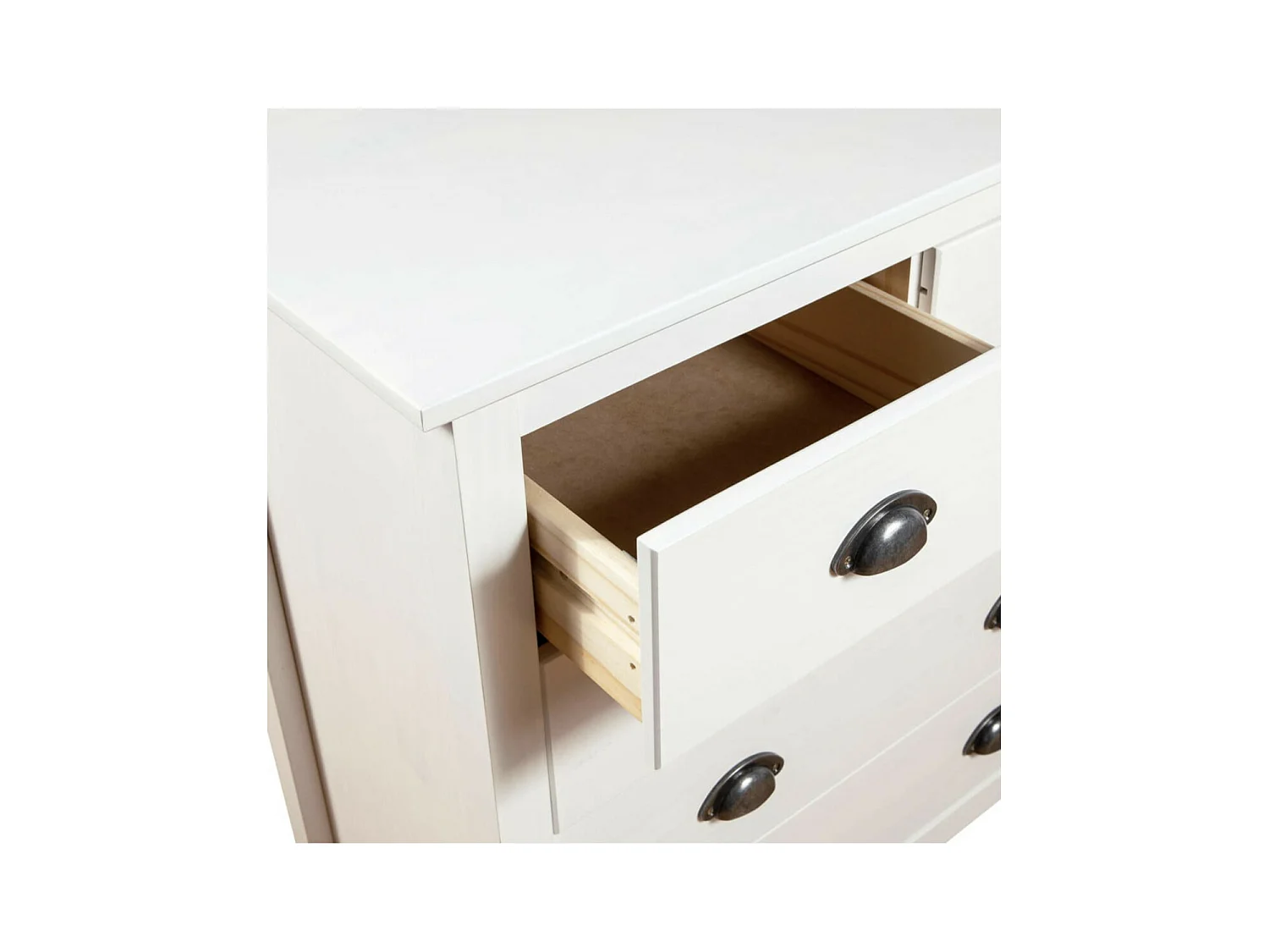 Petite commode 5 tiroirs Kalexia 79cm - Bois de pin massif-Couleur Blanc