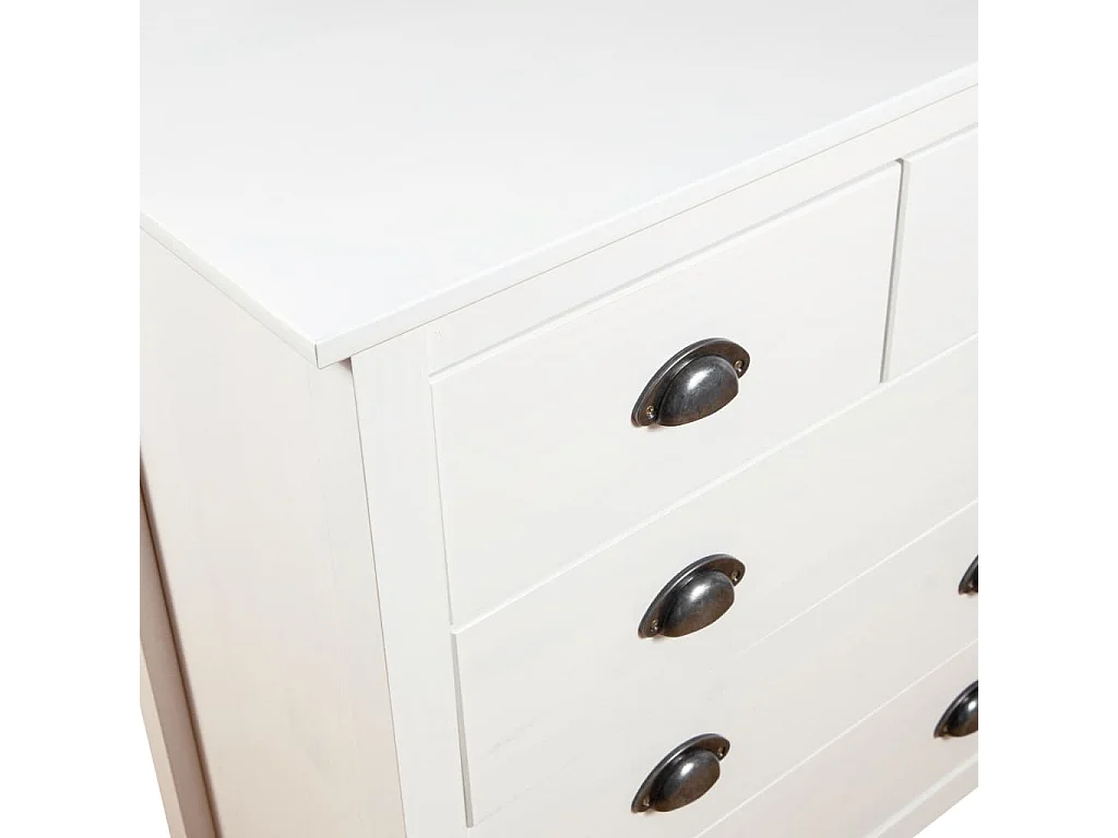 Petite commode 5 tiroirs Kalexia 79cm - Bois de pin massif-Couleur Blanc