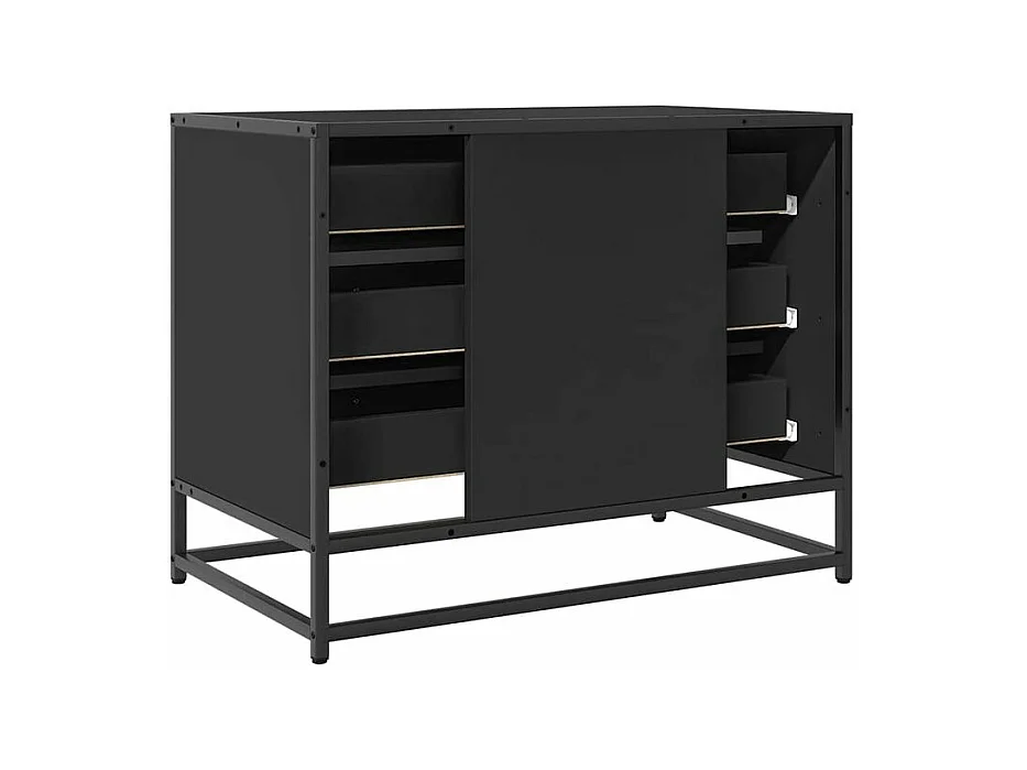 Commode 3 tiroirs Dovany L70xH56xP41 - Bois et métal-Couleur Noir