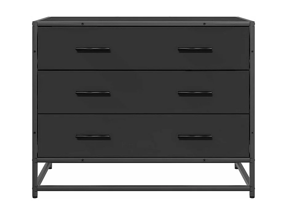 Commode 3 tiroirs Dovany L70xH56xP41 - Bois et métal-Couleur Noir