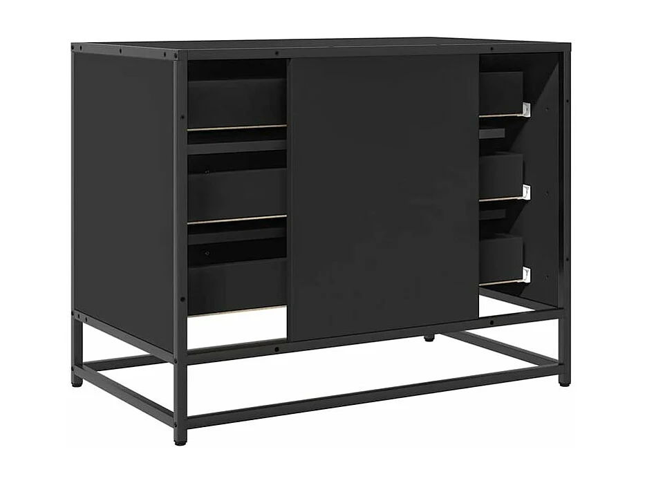 Commode 3 tiroirs Dovany L70xH56xP41 - Bois et métal-Couleur Noir