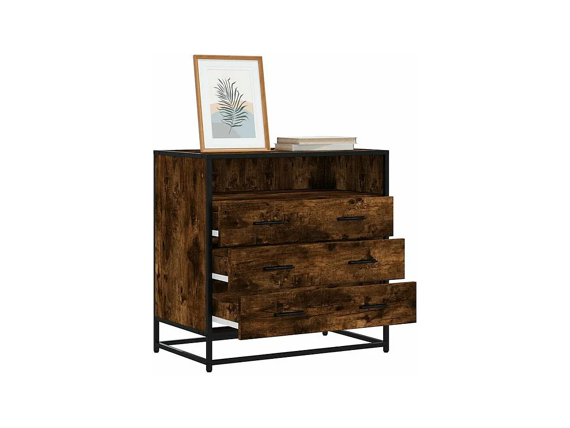 Commode chêne fumé 70x41x70 bois d'ingénierie