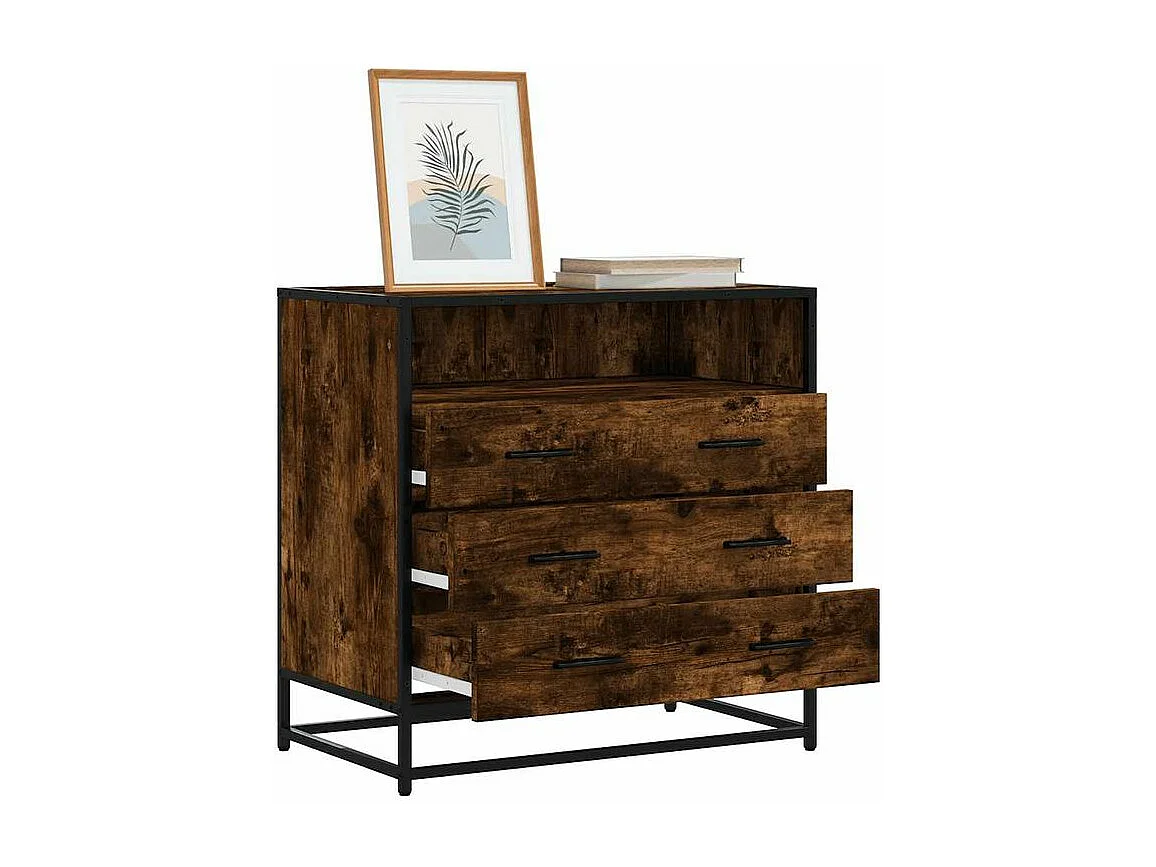 Commode chêne fumé 70x41x70 bois d'ingénierie