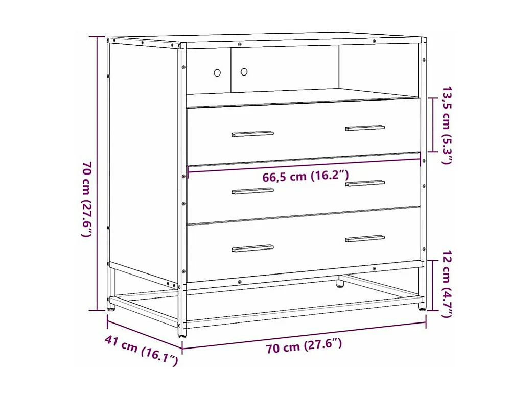 Commode chêne fumé 70x41x70 bois d'ingénierie