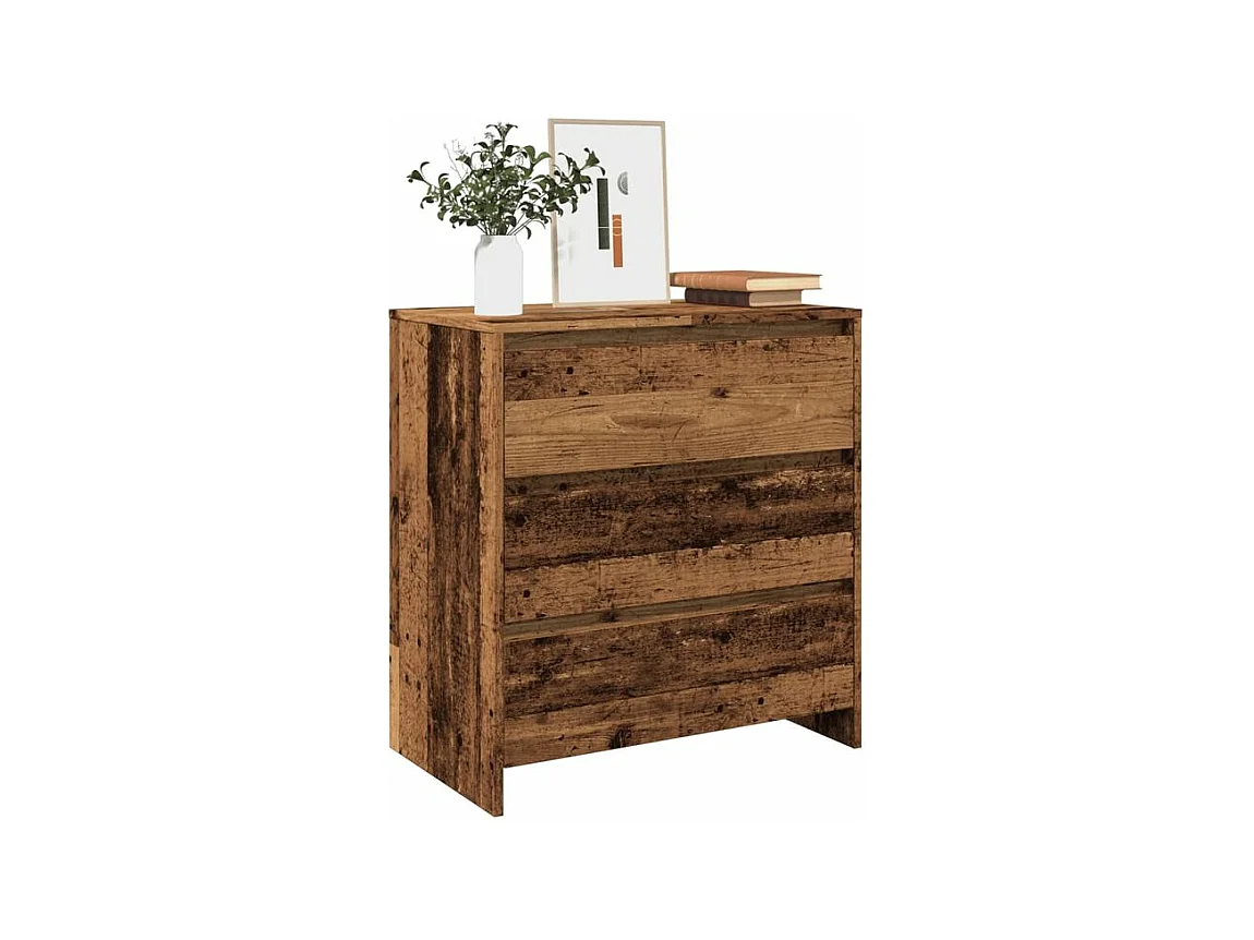 Commode 3 tiroirs en bois Klary 70cm - intemporelle et fonctionnelle-Couleur Marron noisette