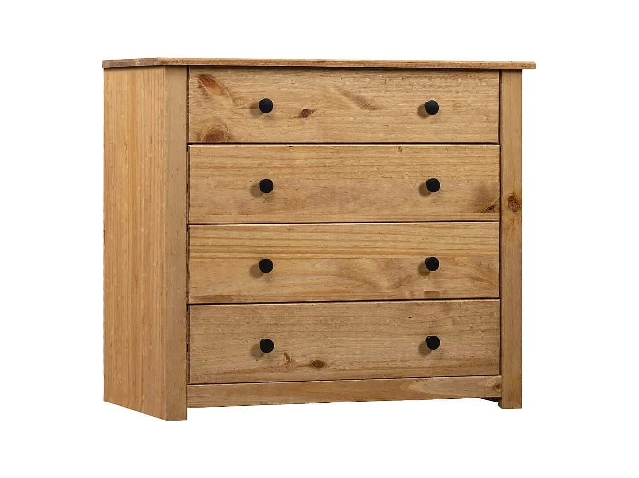 Commode 4 tiroirs en bois de pin massif Autika 80cm – Élégance rustique et praticité-Couleur Naturel
