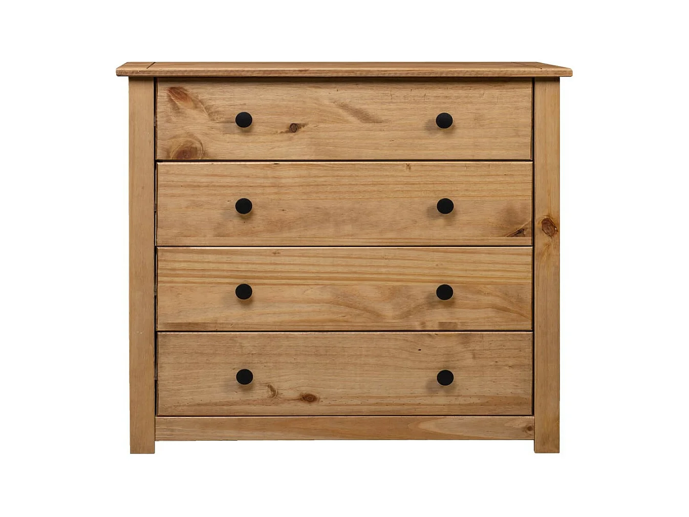 Commode 4 tiroirs en bois de pin massif Autika 80cm – Élégance rustique et praticité-Couleur Naturel