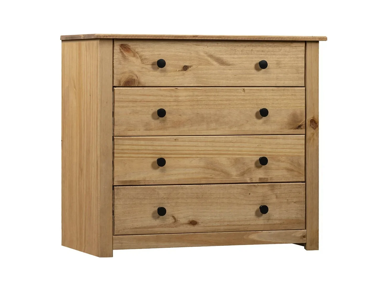Commode 4 tiroirs en bois de pin massif Autika 80cm – Élégance rustique et praticité-Couleur Naturel