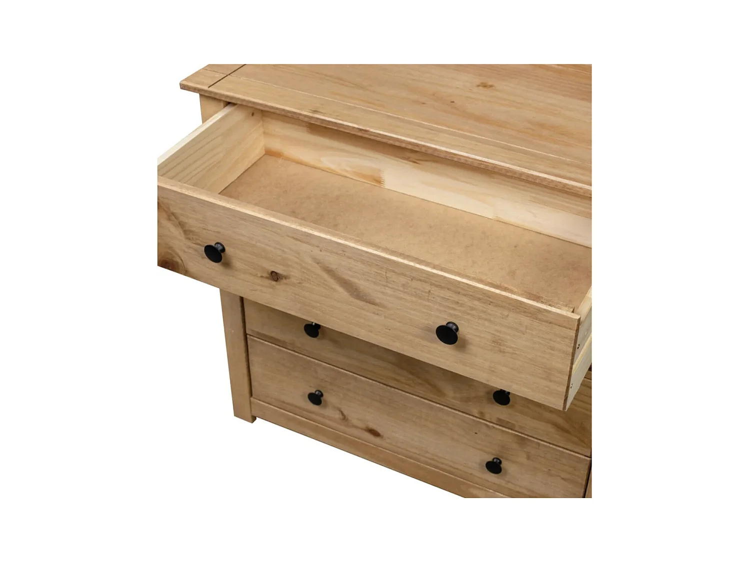 Commode 4 tiroirs en bois de pin massif Autika 80cm – Élégance rustique et praticité-Couleur Naturel