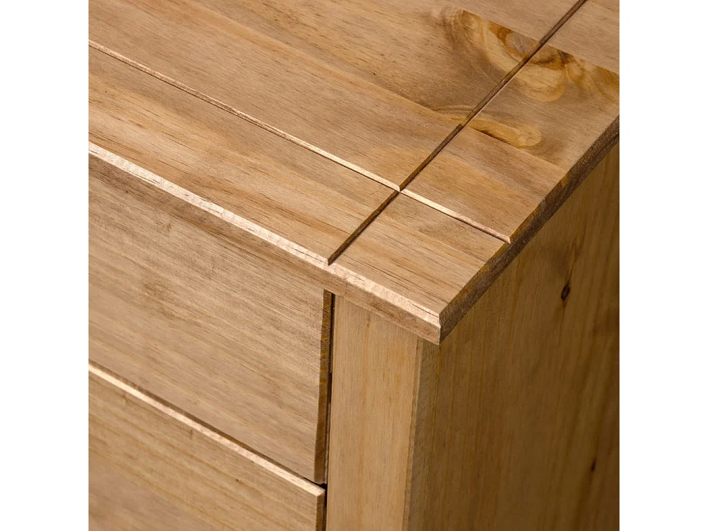 Commode 4 tiroirs en bois de pin massif Autika 80cm – Élégance rustique et praticité-Couleur Naturel