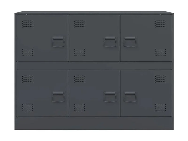 Commode à 6 casiers en acier Klavin 99cm - Style industriel-Couleur Gris anthracite