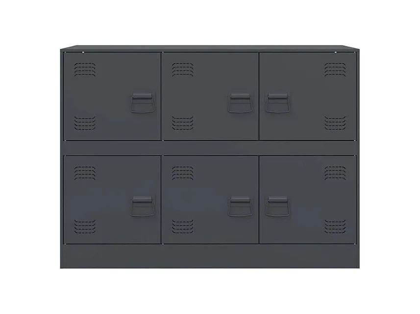 Commode à 6 casiers en acier Klavin 99cm - Style industriel-Couleur Gris anthracite