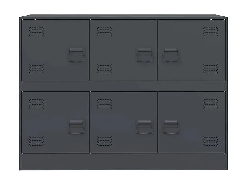 Commode à 6 casiers en acier Klavin 99cm - Style industriel-Couleur Gris anthracite