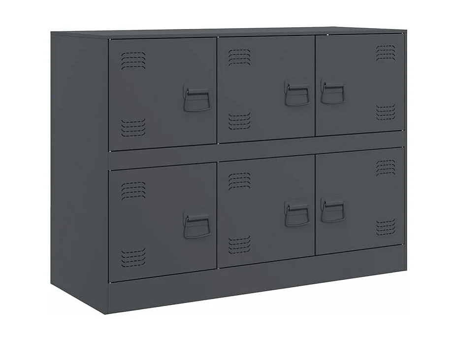 Commode à 6 casiers en acier Klavin 99cm - Style industriel-Couleur Gris anthracite